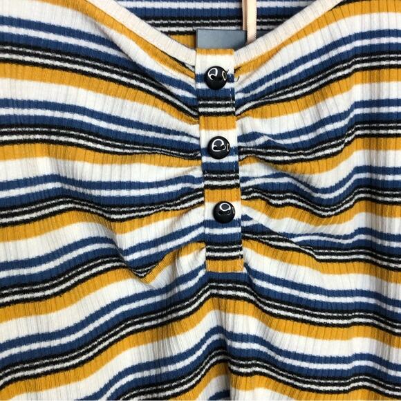 NWT ModCloth Ribbed Stripe Henley Top - Picture 5 of 8